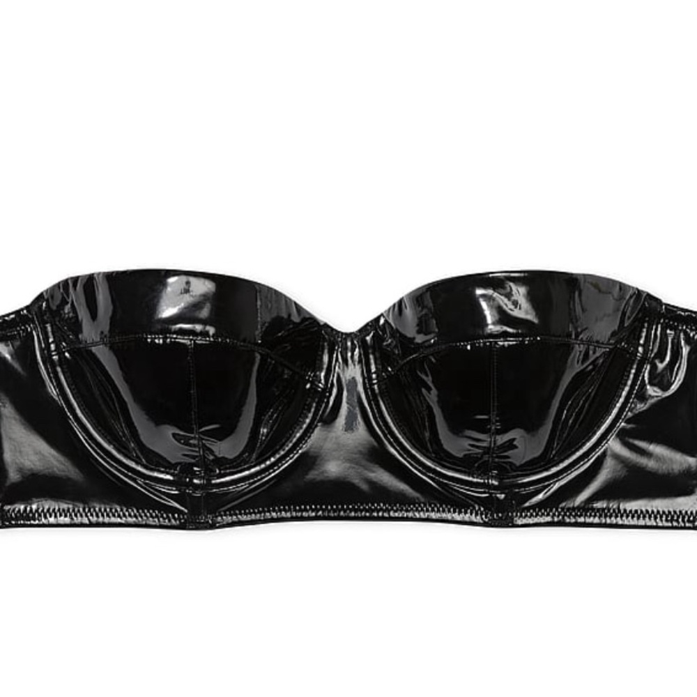 Victoria’s Secret 38 D VERY SEXY Faux Patent Leather Strapless Balconette Bra